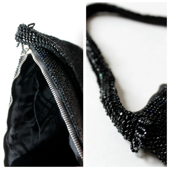 Vintage VTG 1950s Black Sparkly Beaded Evening Handbag | Formal | 50s | Evening - Picture 5 of 10
